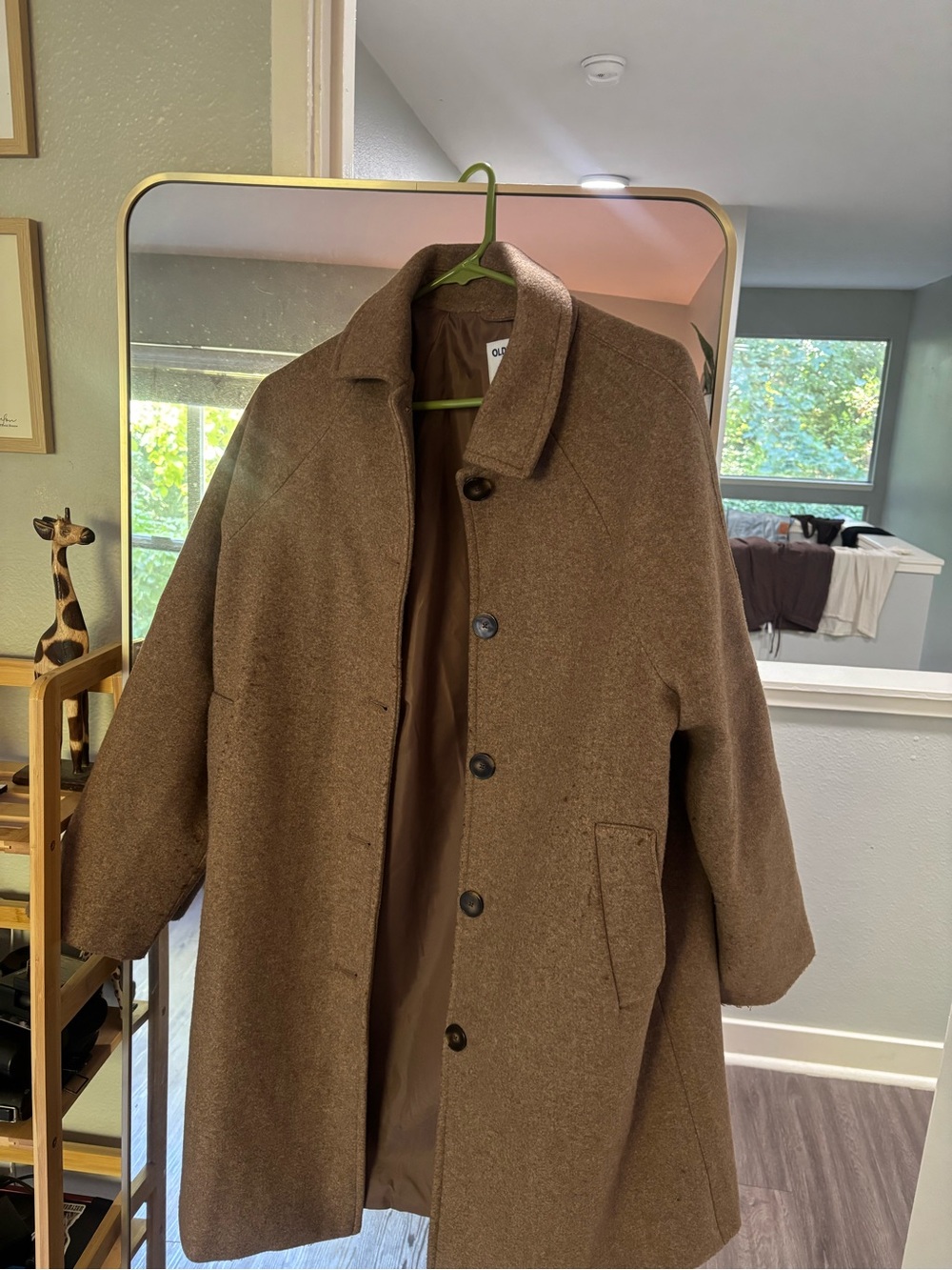 Old Navy Brown long Coat - Wool-Blend Button Front